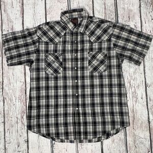 Plains Vintage Western Pearl Snap Cowboy Rancher Button Down Shirt